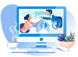 Internet Call Center Support Vector Illustration.