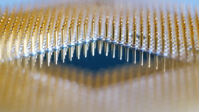 Central Processing Unit, CPU. Close-up of microcircuit chip with electronic components
