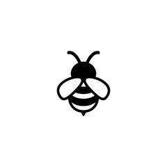 Black honey bee simple silhouette flat icon isolated on white. - obrazy, fototapety, plakaty