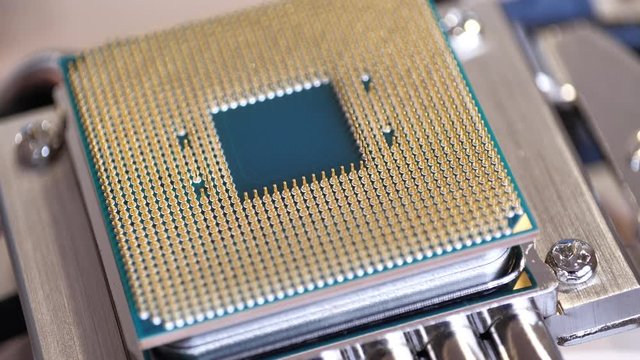 CPU with processor cooling system. Central processing unit