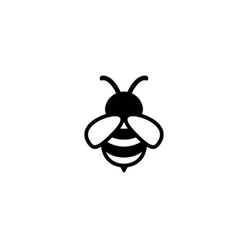 Black honey bee simple silhouette flat icon isolated on white.