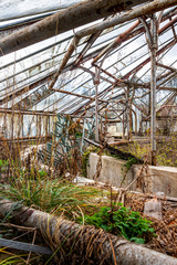 The demolished and abandoned orangery of Vrana Palace in Sofia, Bulgaria, a former royal palace, left to decay