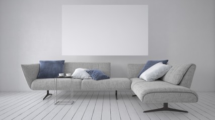 Stylish contemporary sofa with blank white canvas