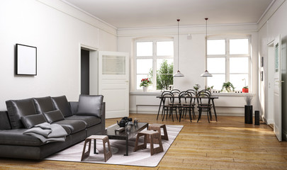 Large open plan luxury living room interior