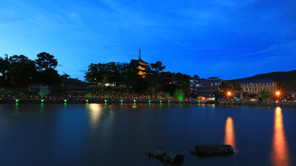Kofukuji five storied pagoda in Nara park ,Japan
