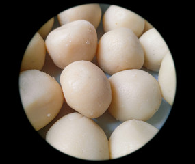 Indian sweets made of dairy product on black background