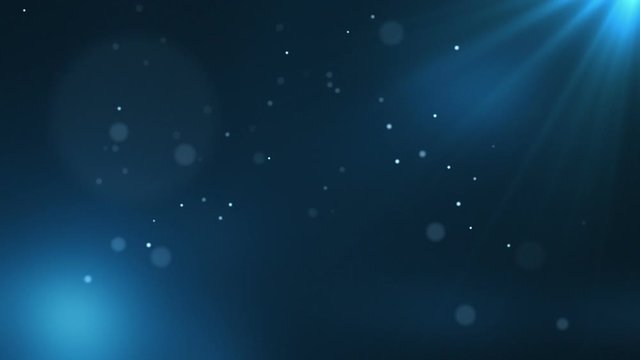 Elegant Particles & Light Rays animated motion background with seamless looping Blue Cyan