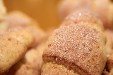 freshly baked croissants with sugar