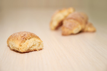 freshly baked croissants with sugar