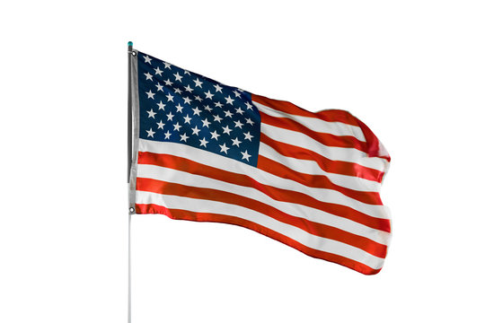 American flag waving in the wind on studio