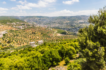 View from Ajloun Castle (Qalʻat ar-Rabad), is a 12th-century Muslim castle situated in northwestern Jordan. 