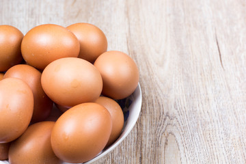 Eggs are long, busy on wooden floors.