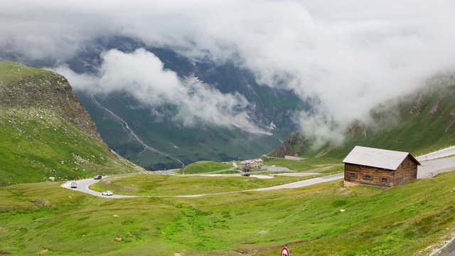 Austria,  Clouds In The Mountain Time Lapse, Grossglockner high alpine road , Alps, Austriam Tilt Up