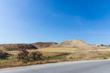 Top view of the mountain valley near Pella (Tabaqat Fahl), Jordan
