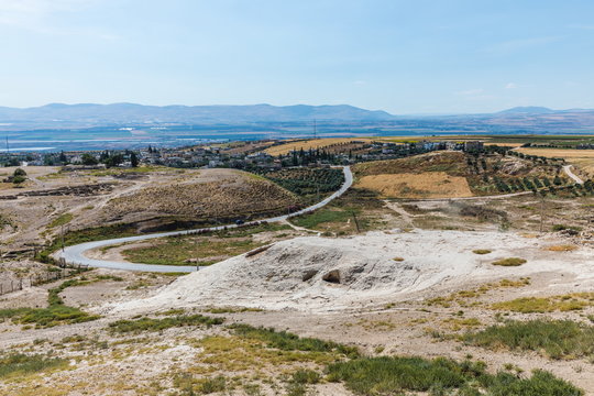 Top view of the mountain valley near Pella (Tabaqat Fahl), Jordan