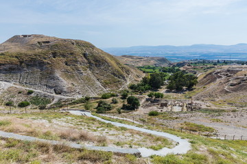 Top view of the mountain valley near Pella (Tabaqat Fahl), Jordan