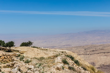Mount Nebo, Jordan. The view from the summit provides a panorama of the land and, to the north, a more limited one of the valley of the River Jordan. 