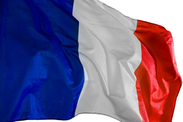 French flag blowing in the studio