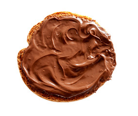 rusk with chocolate cream, view from above
