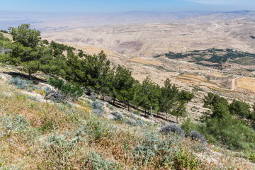 Fototapeta premium Mount Nebo, Jordan. The view from the summit provides a panorama of the land and, to the north, a more limited one of the valley of the River Jordan. 