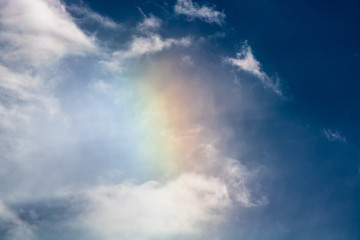 Naklejka na ściany i meble rainbow in the clouds from below