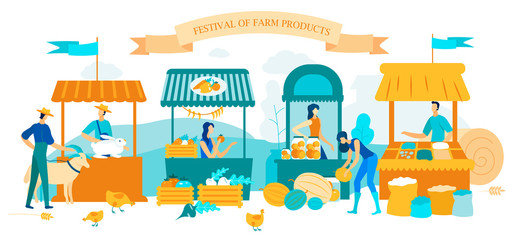 Illustration Inscription Festival Farm Products.