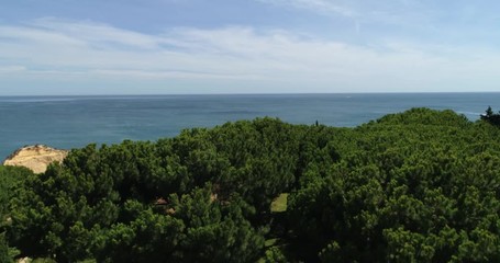 Aerial view on Praia da Cova Redonda on the south coast of Algarve destination region, Portugal.