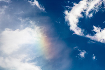 Fototapeta na wymiar rainbow in the clouds from below