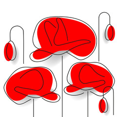 Poppy - Poppy Appeal. Modern Paper Design Isolated On White. Decorative Vector Flower