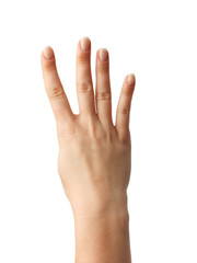 Obraz premium Woman Hands gestures on over white background. Isolated.