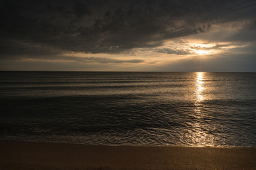 Beautiful silhouette sunrise over the Black Sea coast of Bulgaria - peace of mind, serenity, balanced state of mind
