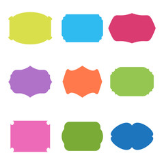 Vector stickers, frames, blank vintage colorful labels set