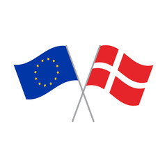 Fototapeta premium European Union and Danish flags vector isolated on white background