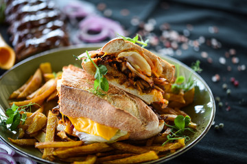 tasty ribs sandwich & french fries