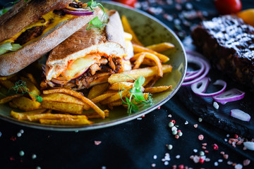 tasty ribs sandwich & french fries