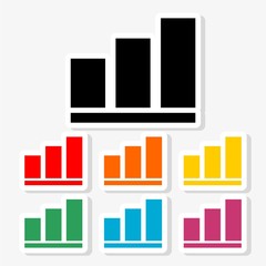 Growing graph sticker icon. Set of colored stickers