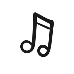 Music note doodle icon, hand drawn musical symbol