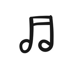 Music note doodle icon, hand drawn musical symbol