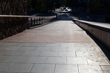 Bridge with slab floor over a park pond