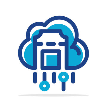 Illustrated icon with the concept of a ticket management system based on cloud computing technology