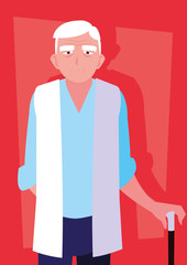 old man with cane avatar character