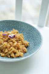 Quinua on a blue plate