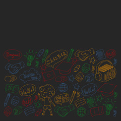 Vector pattern for language class, online courses. English, arabic, italian, japanese, spanish, chinese, german.