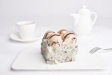 Tasty cake on a white background