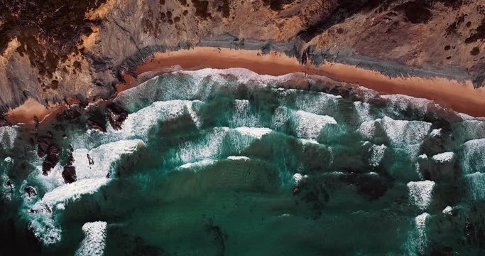 Aerial image lonely paradisaical beach.