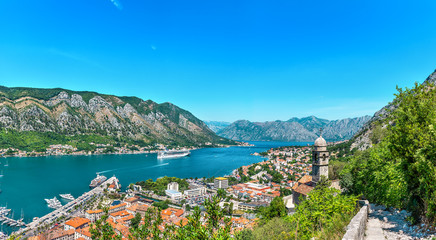 Fototapeta na wymiar Panorama of Kotor bay