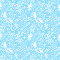 tropical flowers, leaves. seamless pattern. eps 10 vector illustration. hand drawing