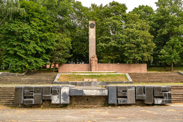 Monument to the soldiers of the Soviet army in Zbarazh, Ternopil region, Ukraine. August 2019