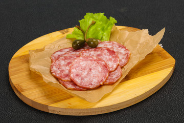 Spanish Salchichon sausage with salad