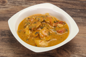 Traditional thai curry chicken soup